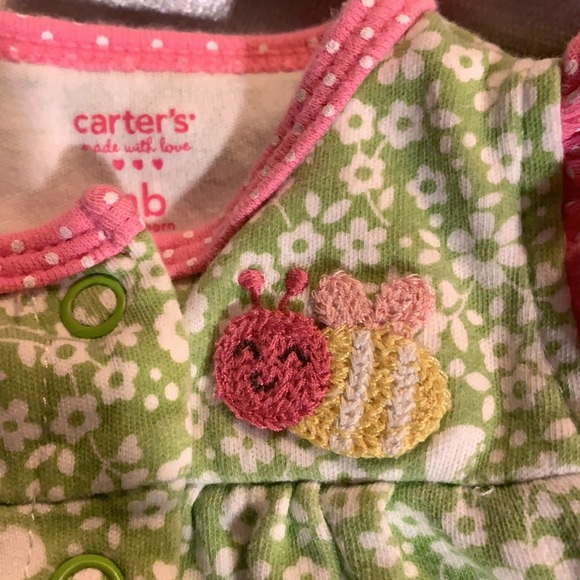 Carter’s New born lime green and pink onsie - Picture 4 of 5